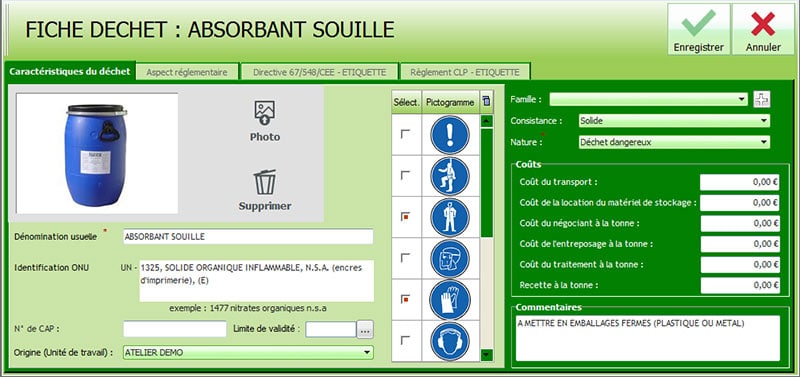 Logiciel gestion des déchets
