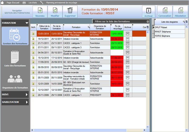 Logiciel Gestion des formations